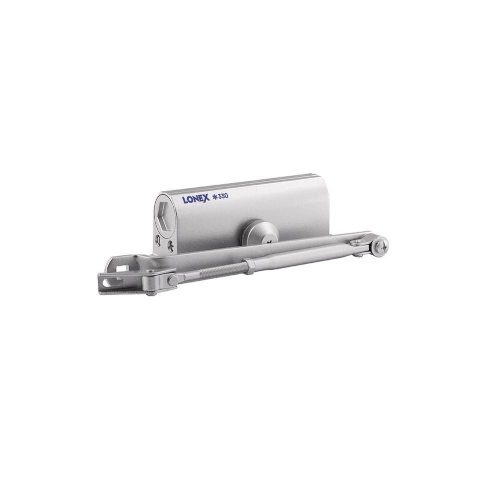 Доводчик дверной Lonex 330, для дверей 50 - 120 кг, серебро